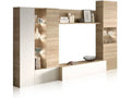 Conjunto de Móveis de TV HABITDESIGN Essential (Branco - Carvalho - Madeira - 260x185x42 cm) WoW TV