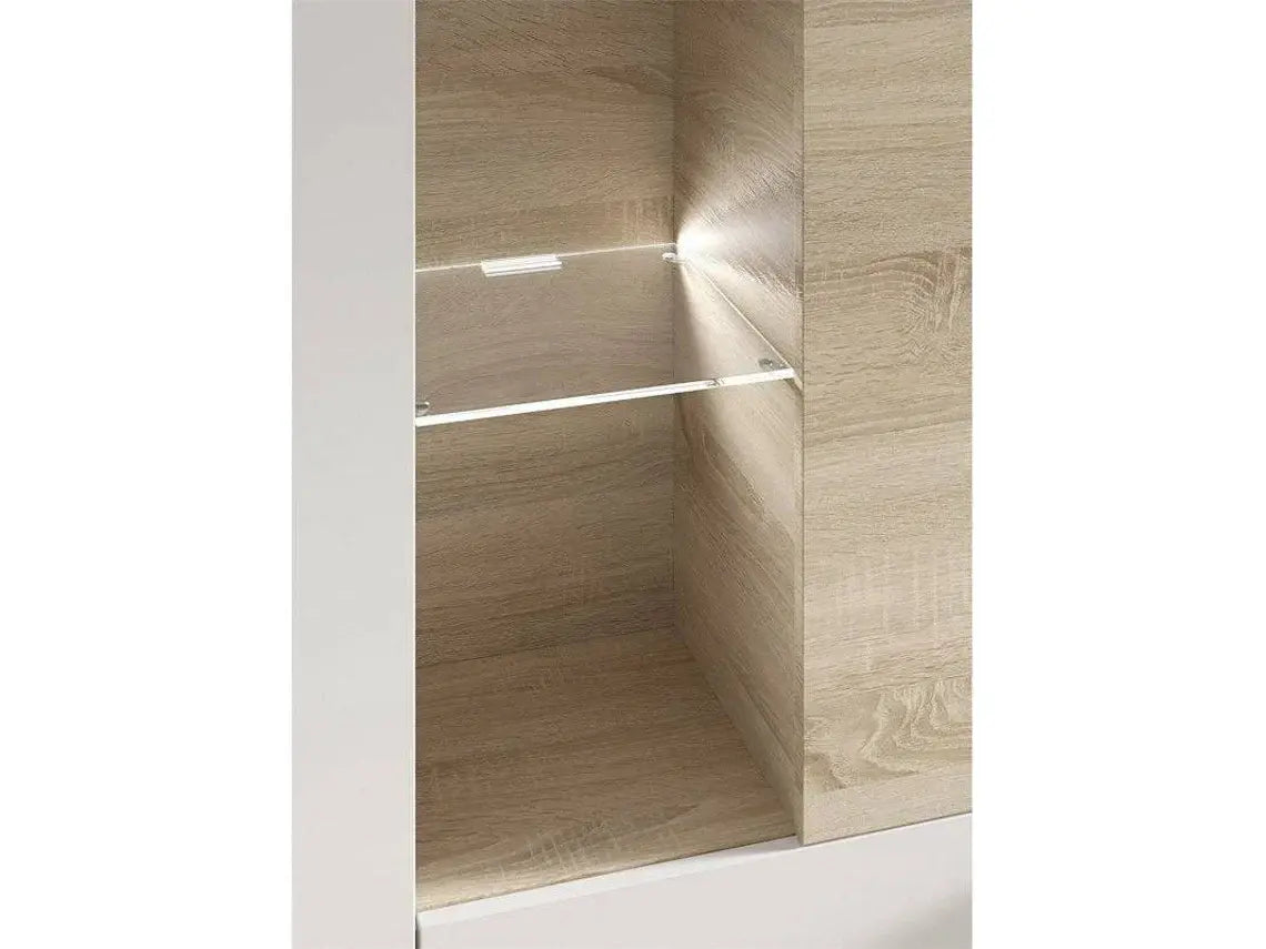 Conjunto de Móveis de TV HABITDESIGN Essential (Branco - Carvalho - Madeira - 260x185x42 cm) WoW TV