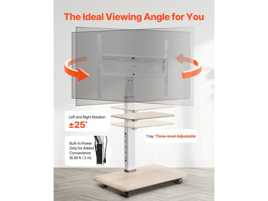 Suporte De Tv Com Rodas Vevor Para Televisores De 812,8 1778 Mm, Altura Ajustável WoW TV